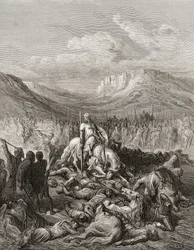 神殿のジャック・ド・マイユ・マーシャルの輝かしい死。JFによる「Bibliotheque des Croisades」のイラスト。ミショー、1877